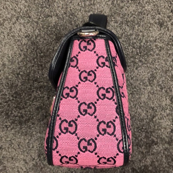 Gucci Marmont pink canvas top handle crossbody bag